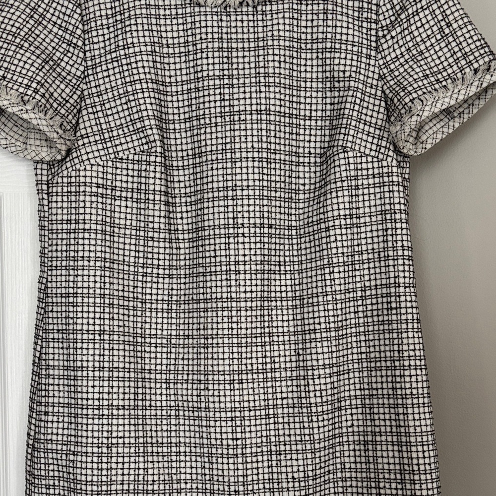 CeCe Black and White Grid Shift Mini Dress